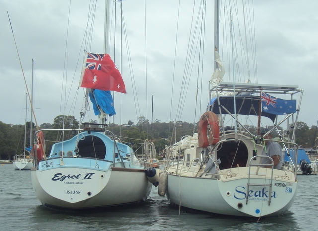 Egret II & Seaka rafted up in Croudace Bay.