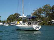 Seaka at her mooring in the Camden Haven River 2011