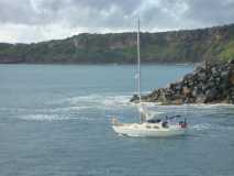 Seaka crossing the bar outward bound  for the Whitsundays 2011